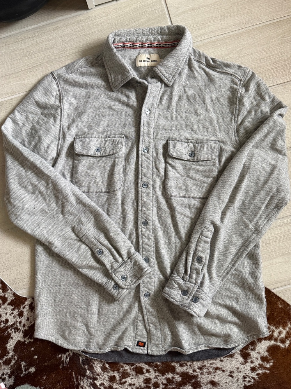 The Normal Brand Light Gray Men's M Button-Down Shirt Jacket